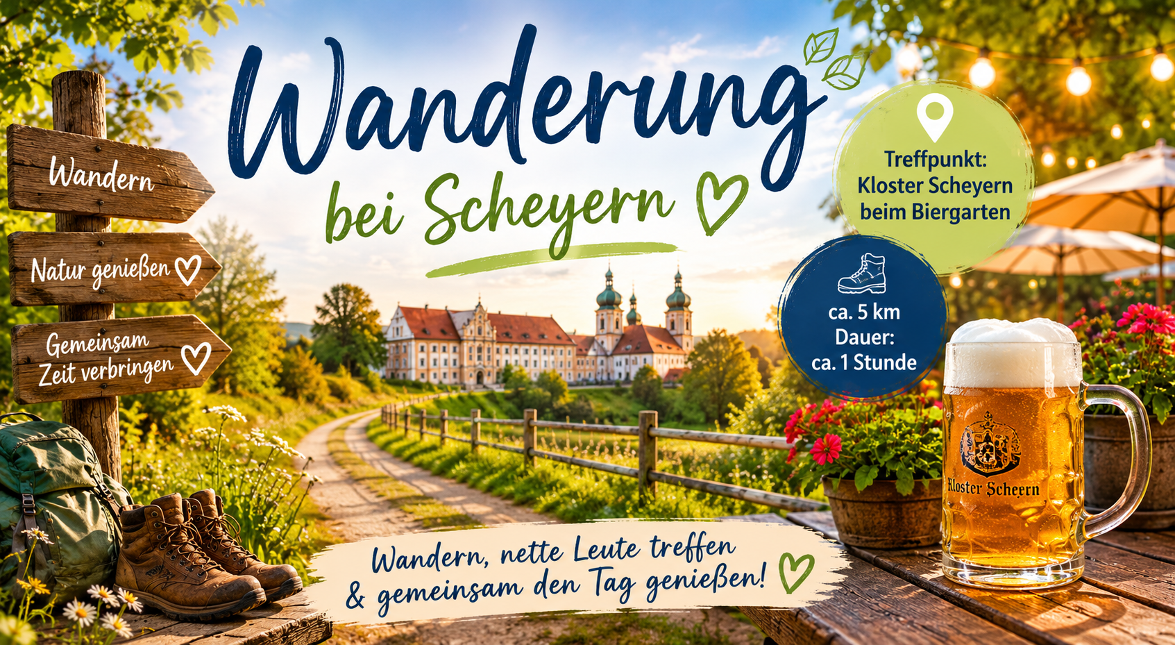 Wanderung bei Scheyern (optional) und Biergarten
